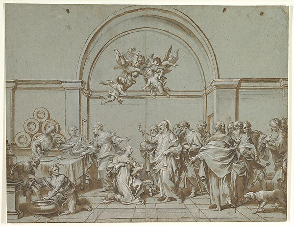 Christ in the House of Martha and Mary c1700-Paolo Gerolamo P,16x12"(A3) Poster