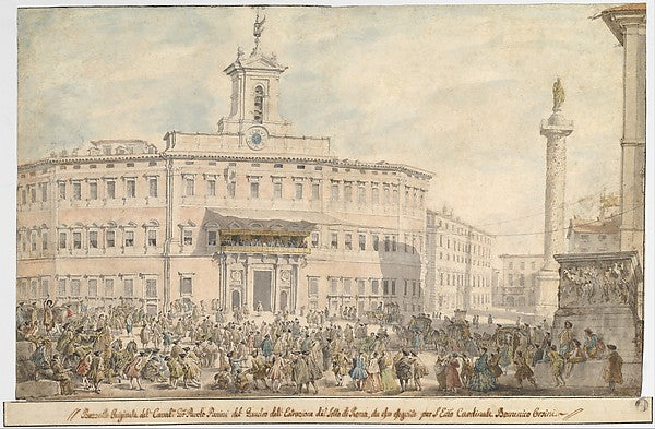 The Lottery in Piazza di Montecitorio 1743–1744-Giovanni Paolo,16x12"(A3) Poster