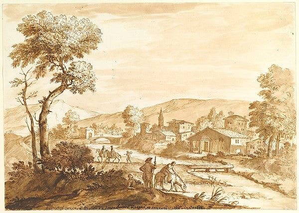 Landscape with a Town by a River 1680–1767-Anton Maria Zanetti, Poster Print Wall Art