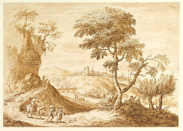 Landscape with a Town in the Distance 1680–1767-Anton Maria Za, Poster Print Wall Art