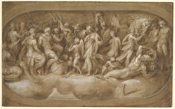 Cupid Presenting Psyche to the Gods c1540–45-Andrea Schiavone, Poster Print Wall Art