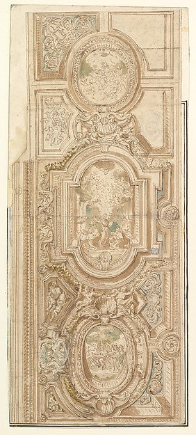 Design for the Decoration of an Arched Ceiling 17th cent-Anony,16x12"(A3) Poster