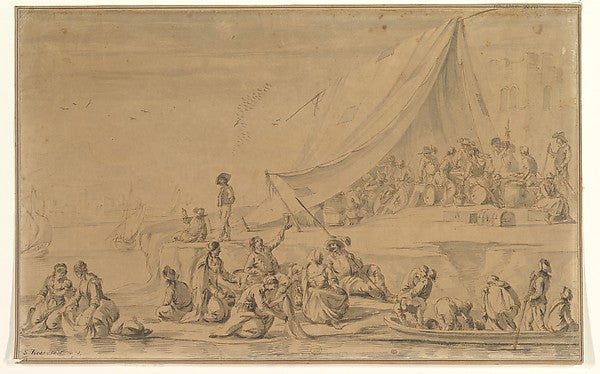 A Pirate's Camp 17th cent-Anonymous, Italian, 17th cent,16x12"(A3) Poster