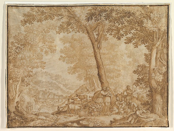 Landscape with Figures 17th cent-Anonymous, Italian, 17th cent,16x12"(A3) Poster