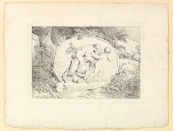 Nymph Astride a Satyr 1763-Jean Honoré Fragonard,16x12"(A3) Poster