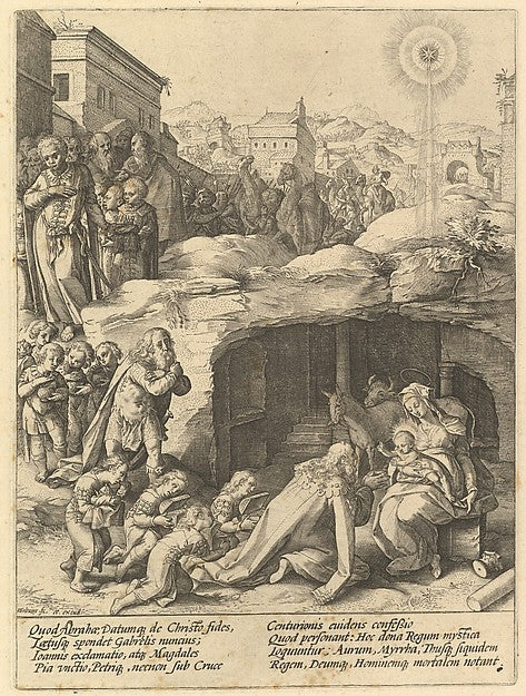 The Adoration of the Magi c1585-Hendrick Goltzius, After Berna,16x12"(A3)Poster