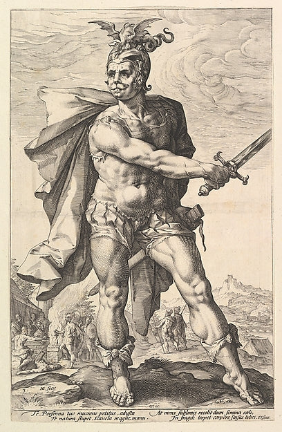 Mucius Scaevola from the series The Roman Heroes 1586-Hendric, Poster Print