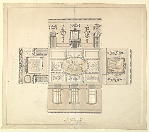 Design for the Dining Room at Kirtlington Park Oxfordshire 17, Poster Print Wall Art
