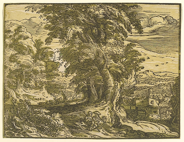 Landscape with Seated Couple after 1595-Hendrick Goltzius, Poster Print Wall Art
