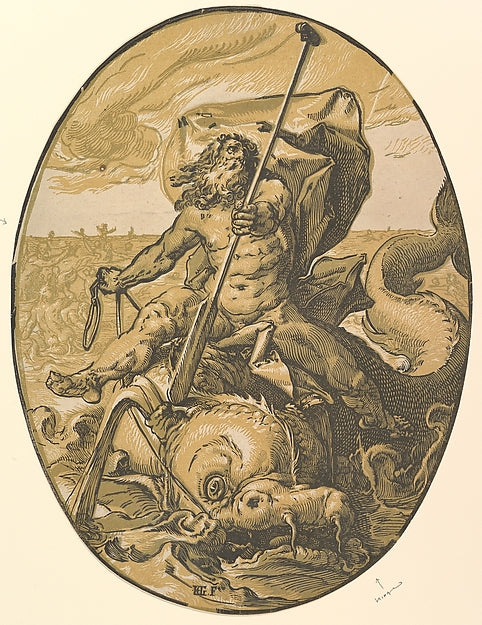 Oceanus c1589–90-Hendrick Goltzius,16x12"(A3)Poster