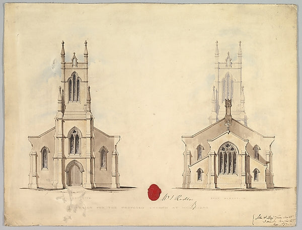 Design for the Proposed Church at Middlesborough 1837-John Gre,16x12"(A3)Poster