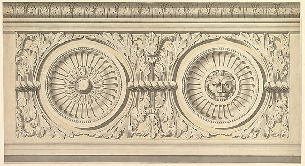 Design for a Frieze Ornamented with Lion's Head Paterae late, Poster Print Wall Art