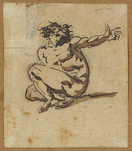 Study of a Male Nude in Despair mid-18th–early 19th cent-Nico,16x12"(A3)Poster