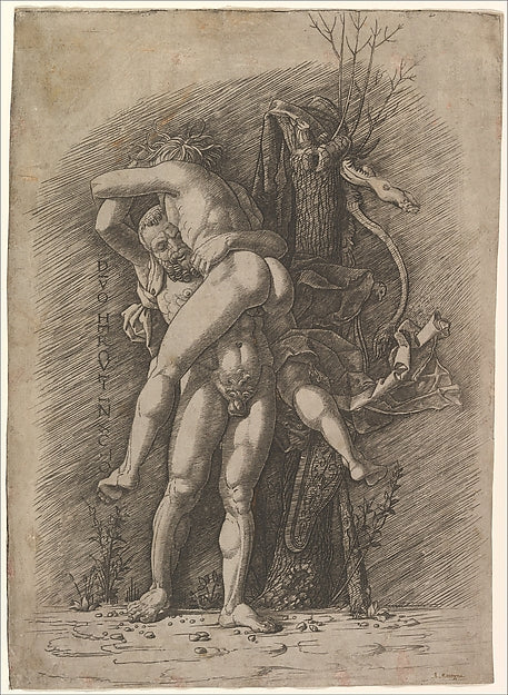 Hercules and Antaeus c1497-School of Andrea Mantegna,16x12"(A3)Poster