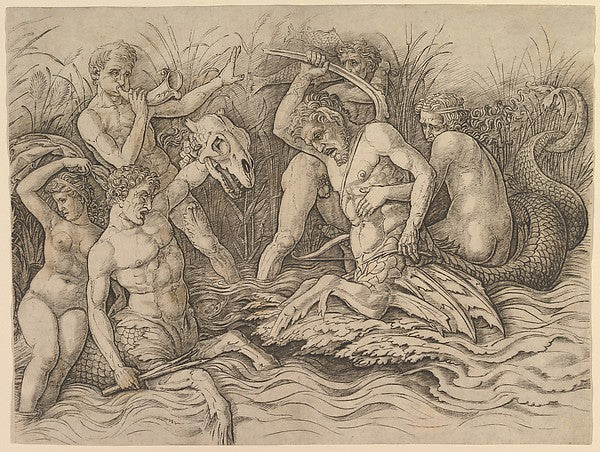 Battle of the Sea Gods c1485–88-Andrea Mantegna,16x12"(A3)Poster