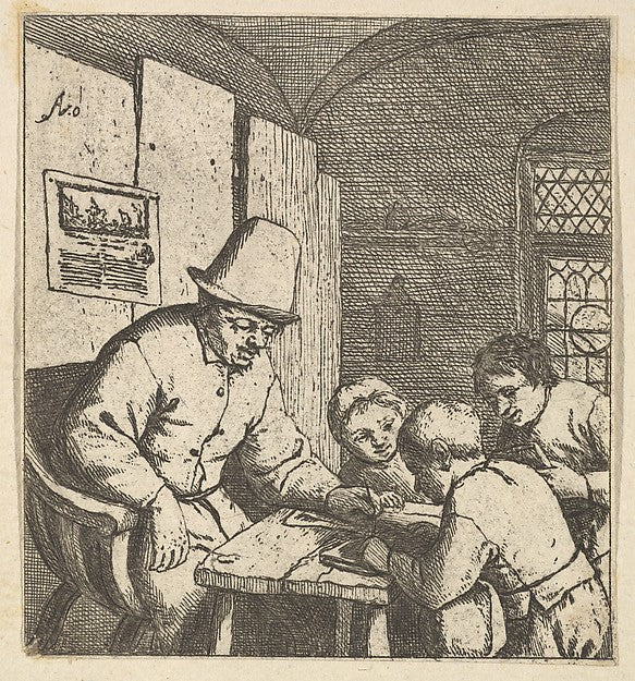 The Schoolmaster 1610–85-Adriaen van Ostade ,16x12"(A3)Poster