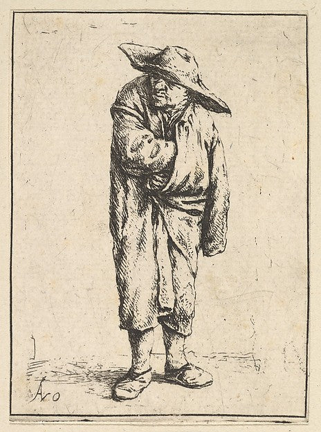 Peasant Wrapped in his Cloak 1610–85-Adriaen van Ostade ,16x12"(A3)Poster