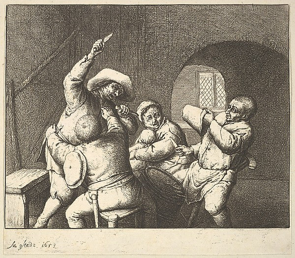 The Knife Thrust 1610–85-Adriaen van Ostade ,16x12"(A3)Poster