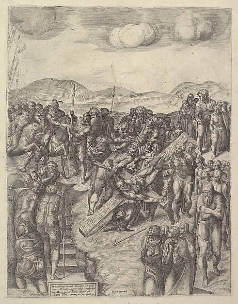 The Crucifixion of St Peter 1550–60-Michele Lucchese,After M, Poster Print Wall Art