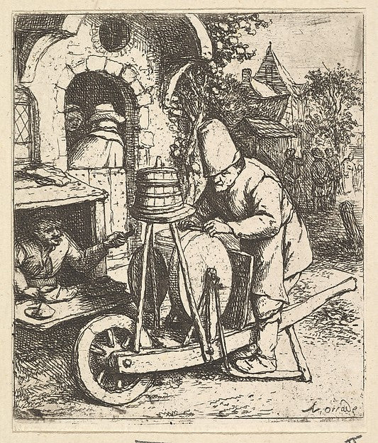 The Knifegrinder 1610–85-Adriaen van Ostade ,16x12"(A3)Poster