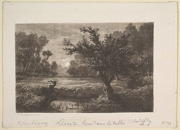Moonrise in the Valley of the Andilly 1837–78-Charles-François, Poster Print Wall Art