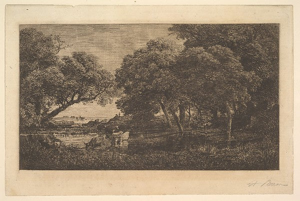 Stags in Woods 1850-Charles-François Daubigny,16x12"(A3) Poster