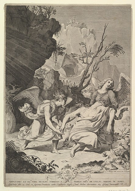 Dying Magdalen Sustained by Angels 1627-Claude Mellan ,16x12"(A3)Poster
