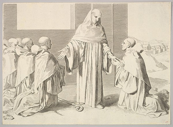 St. Bernard Presenting the Rule-Claude Mellan ,16x12"(A3)Poster