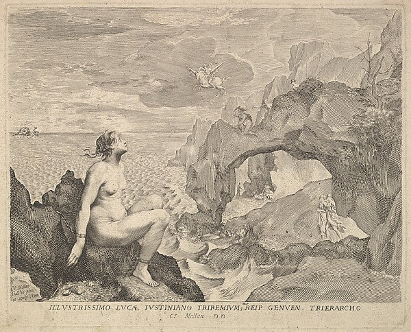 Perseus Delivering Andromeda-Claude Mellan ,16x12"(A3)Poster