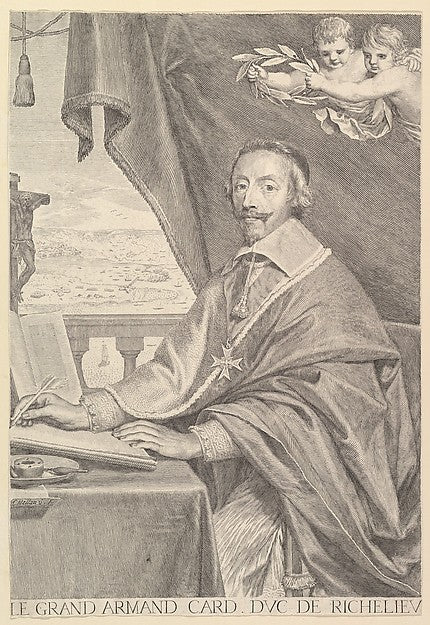 Portrait of Cardinal Richelieu 1651-Claude Mellan ,16x12"(A3)Poster