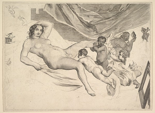 Allegorical Subject: Nude Woman Three Children and a Mousetra, Poster Print