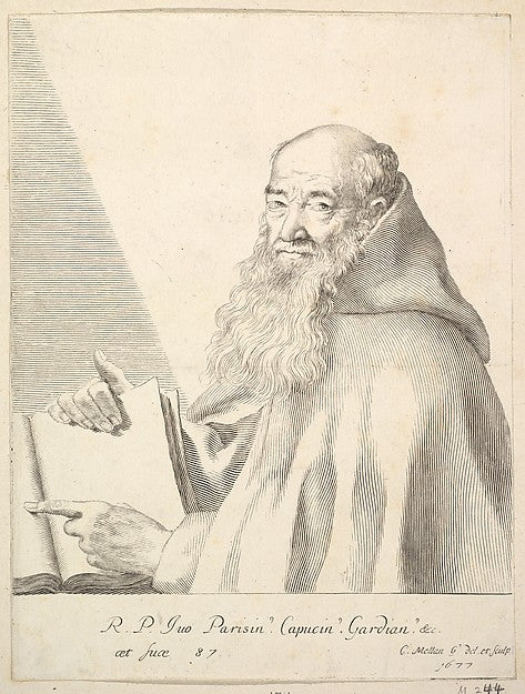 Portrait of Le Père Yves 1677-Claude Mellan , Poster Print Wall Art