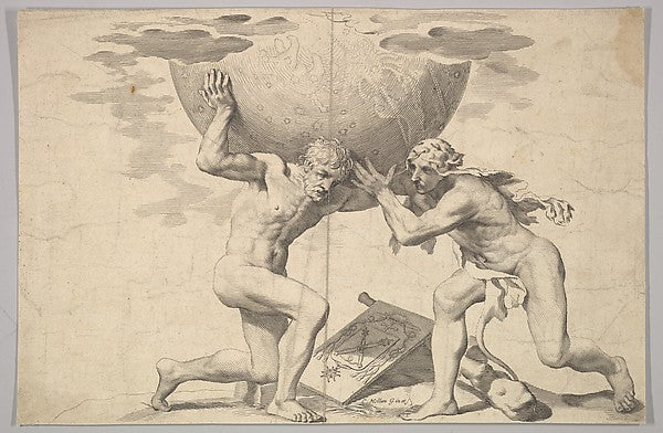Hercules Assisting Atlas-Claude Mellan , Poster Print Wall Art