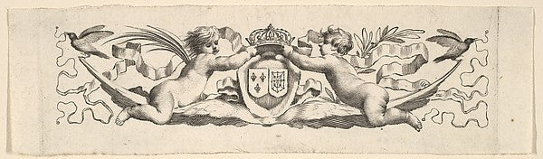 Headband: Two Infants with the Arms of France and Navarre-Clau, Poster Print