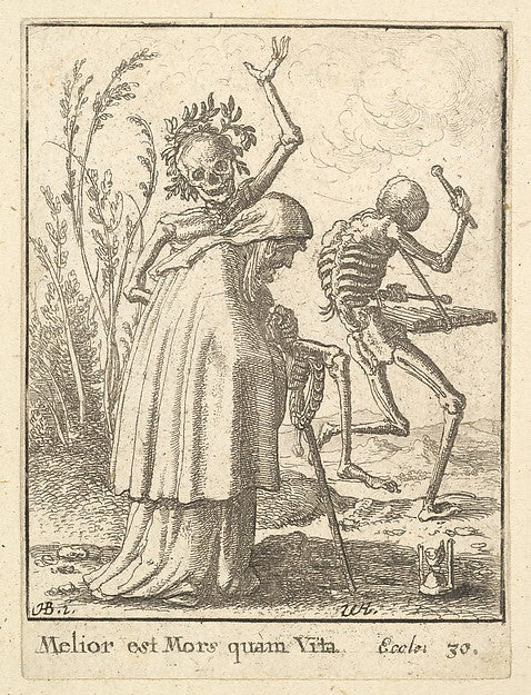 Old woman from the Dance of Death 1651-After Hans Holbein the, Poster Print Wall Art