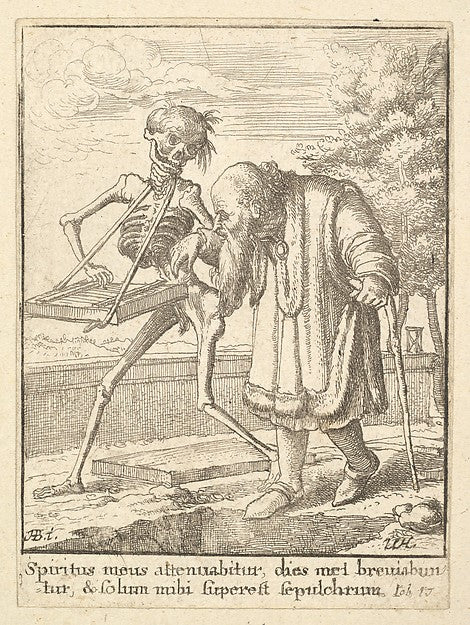 Old man from the Dance of Death 1651-After Hans Holbein the Y, Poster Print Wall Art