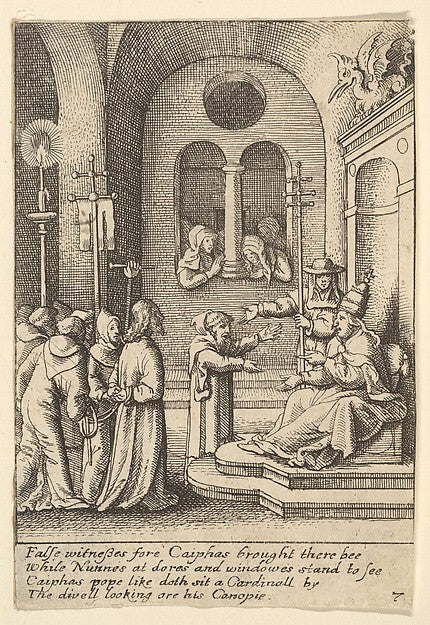 Jesus again before Caiaphas 1625–77-After Hans Holbein the You, Poster Print Wall Art