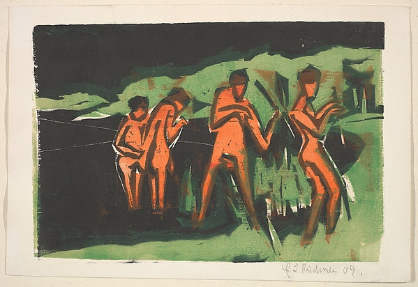 Ernst Ludwig Kirchner:Bathers Throwing Reeds 1909-16x12"(A3) Poster