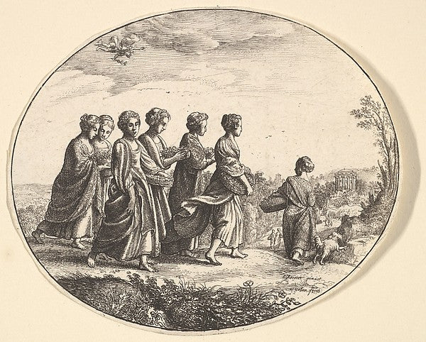 The daughters of Aglaura 1625–77-Wenceslaus Hollar,After Ada, Poster Print Wall Art