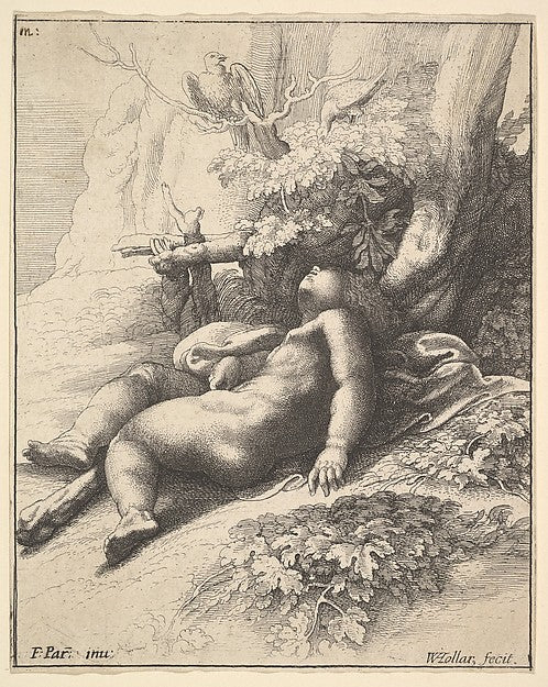 Infant Hercules asleep 1625–77-Wenceslaus Hollar,After Parmig, Poster Print Wall Art
