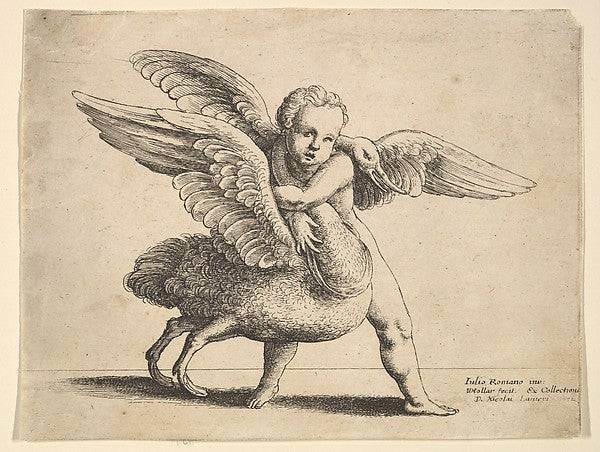 Cupid and the swan 1652-After Giulio Romano, Poster Print Wall Art