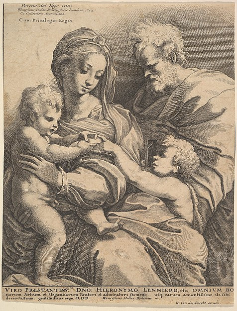 The holy family 1642-After Perino del Vaga , Poster Print Wall Art