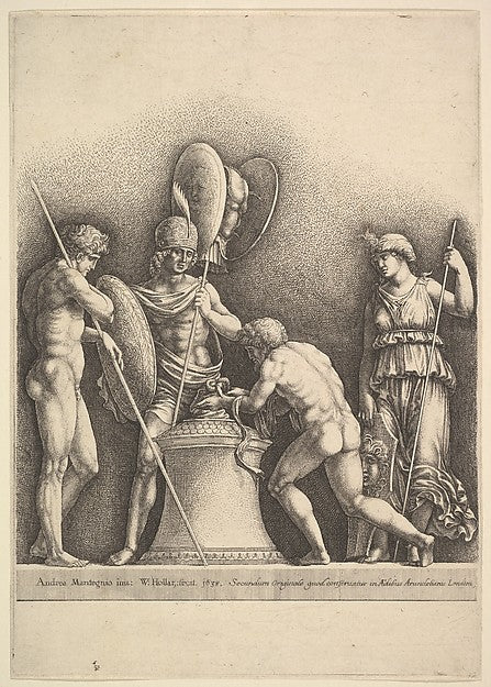 Four classical figures 1638-After school of Andrea Mantegna,16x12"(A3)Poster