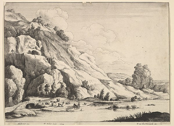The stone bridge 1649-After Jacob Pynas ),Formerly attribued, Poster Print Wall Art