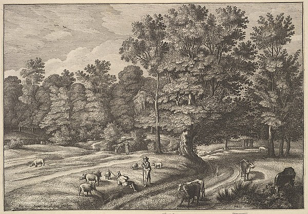 Shepherds in a Forest 1648–50-Wenceslaus Hollar, Poster Print Wall Art