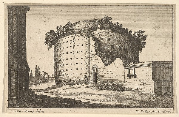 Ruins of a round building 1673-After Sebastiaen Vrancx, Poster Print Wall Art