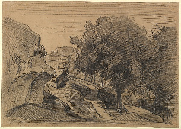Rocky Landscape 19th cent-Charles-François Daubigny,16x12"(A3) Poster