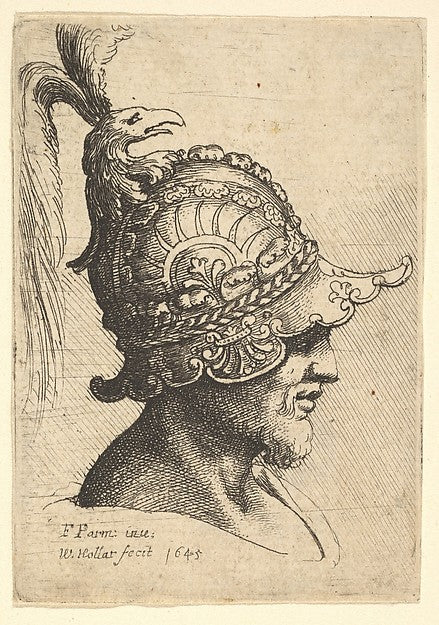 Helmeted Head wtih Bird's Head Crest 1645-After Parmigianino , Poster Print Wall Art