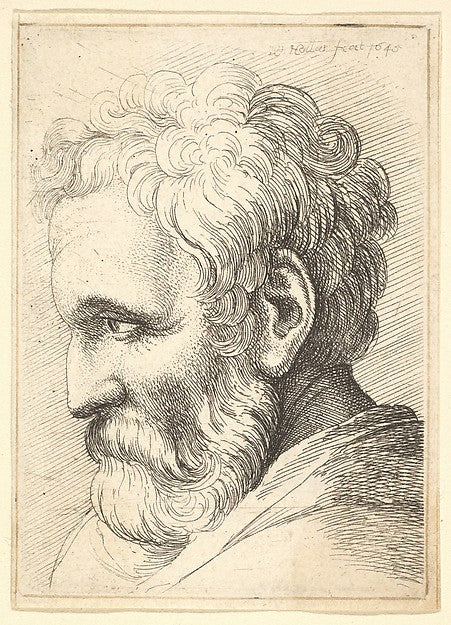 Bearded old man 1645-Wenceslaus Hollar, Poster Print Wall Art