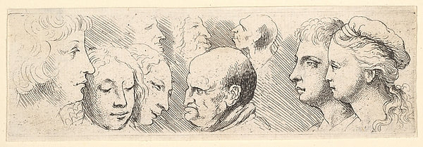 Head studies 1644–52-Wenceslaus Hollar, Poster Print Wall Art